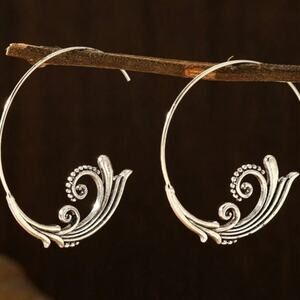 Silver Plated Filigree Hoop Earrings